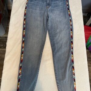 Knox Rose Light Blue Jeans with Multicolor Trim